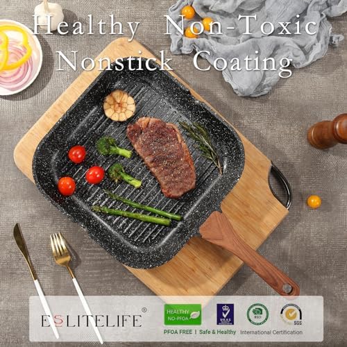 ESLITE LIFE 9.5 Inch Nonstick Grill Pan - Image 3