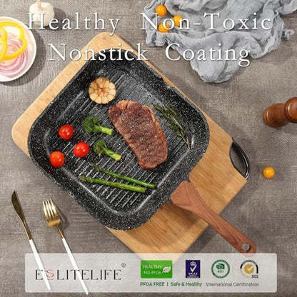 ESLITE LIFE Nonstick Grill Pan for Stove Tops, Versatile Griddle - Image 3