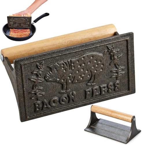 HIC Kitchen Bacon Press, Heavyweight Cast Iron, Rectangular by HIC