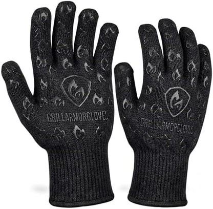 Grill Armor Oven Gloves with Fingers – Extra Long Cuff, 932°F Heat, Fire & Cut by GrillArmorGloves