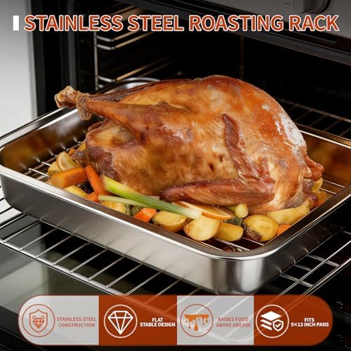 Roasting Rack for 9x13 Inch Pan, Stainless Steel Roasting Rack Insert, - Image 2