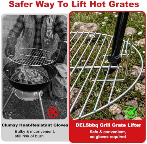 DELSbbq Cast Iron Barbecue Universal Grill Grid Lifter, 8 inch Long hot - Image 5