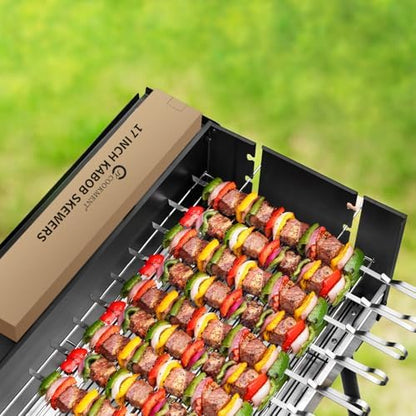 Kabob Skewers 17" Stainless Steel Long BBQ Barbecue Skewers - Image 4