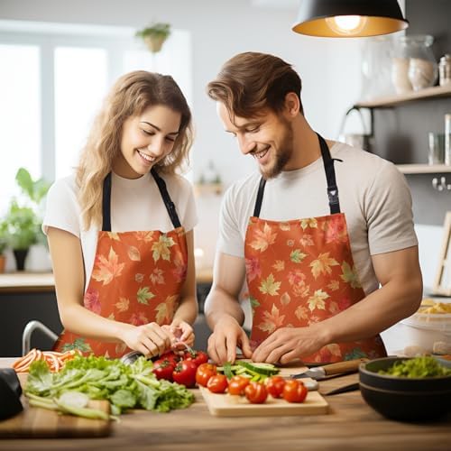 Fall Maple Leaf Apron for Women and Men Waterproof Kitchen Aprons - Image 2