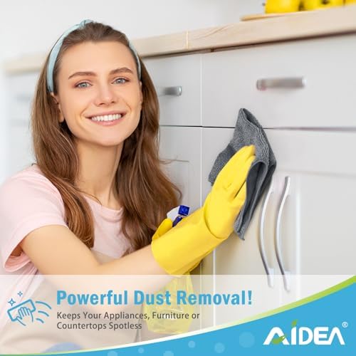 AIDEA Gray Microfiber Cleaning Cloth-12PK, Cleaning Rags 12"x 12" Absorbent - Image 4