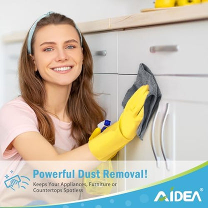 AIDEA Gray Microfiber Cleaning Cloth-12PK, Cleaning Rags 12"x 12" Absorbent - Image 4