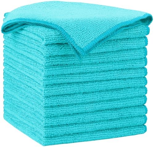 AIDEA Blue Microfiber Cleaning Cloth-12PK, Cleaning Rags 12"x 12" Absorbent by AIDEAHOME
