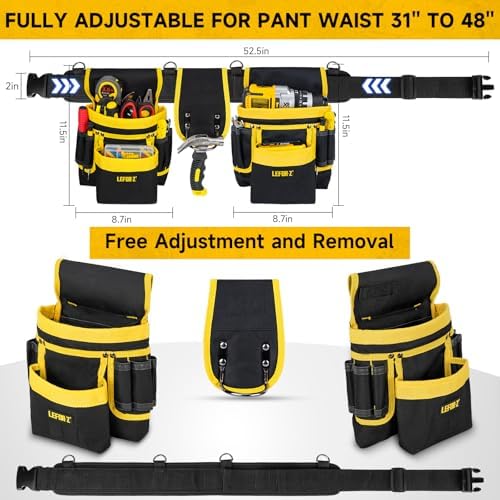 LEFOR·Z Tool Belt with 4 D-Rings, 27-Pockets Tool Belts - Image 2
