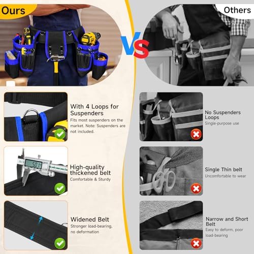 Tool Belt with 4 D-Rings, 27-Pockets Tool Belts - Image 3