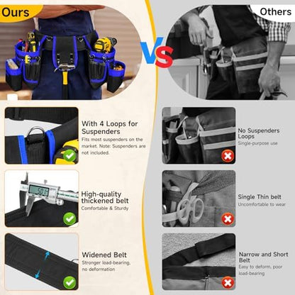 Tool Belt with 4 D-Rings, 27-Pockets Tool Belts - Image 3