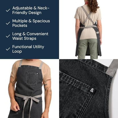 hedley & bennett Crossback Chef Apron, Pockets & Towel Loop, Oyster Gray - Image 4