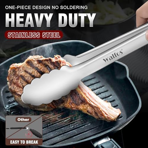 Walfos 17 Inch Extra Long Grill Tongs, Ultimate Stainless Steel BBQ Tongs - Image 2