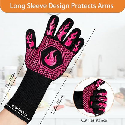 BBQ Gloves 1472F Heat Resistant Non-Slip Silicone - Image 2