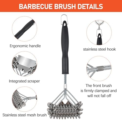 18" BBQ Grill Brush with Wide Scraper - Image 3