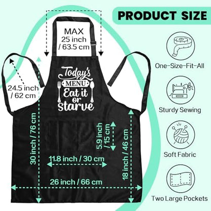 Funny Aprons for Women Men, Adjustable Black Grilling Cooking Baking Apron - Image 2