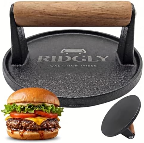 Cast Iron Smash Burger Press, 5.71" Weighted Smasher by Unknown