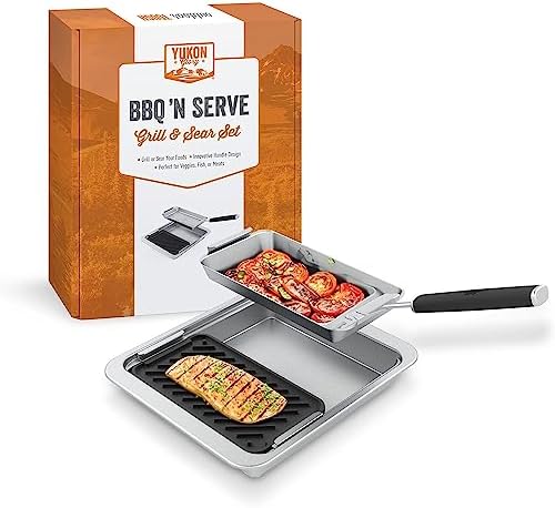 Yukon Glory Cast Iron and Stainless Grill Set, Pan and Serving Station by YukonGlory