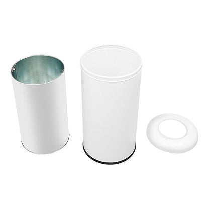 15.5 Gallon Commercial Trash Can, Round Open Top Waste Bin for Indoor and Outdoor, Stainless Steel Trash Bin with Lid, Durable Metal Garbage Can for Restaurant, Kitchen, Office, White