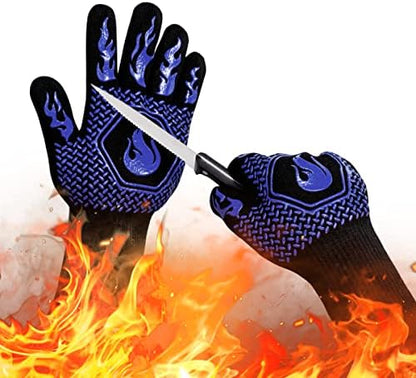 BBQ Gloves 1472F Heat Resistant Non-Slip Silicone 13.5in by DKHDBD