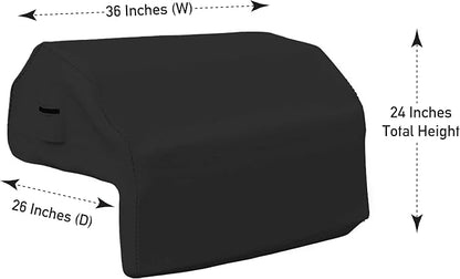 Covers & all Built-in Outdoor Grill Cover, Durable Heavy Duty 18 Oz Waterproof Cover Tuff Material with Air Pocket & Elastic for Snug Fit (36" W x 26" D x 24" H inches, Black)