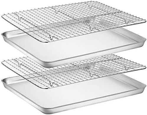 Baking Sheet with Rack Set, Wildone Stainless Steel Cookie Sheet Baking Pan by Wildone