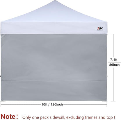 ABCCANOPY Instant Canopy SunWall 10x10 FT, 1 Pack Sidewall Only, No Frame or Top, Gray