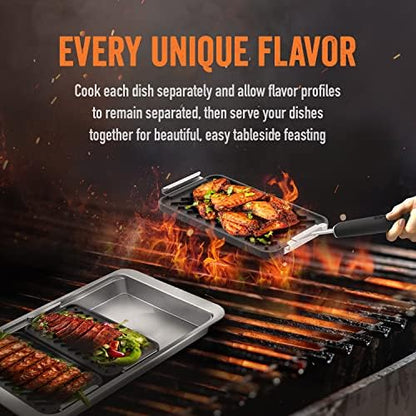Yukon Glory Cast Iron Sear and Serve Set, 3 Pans and Serving Station - Image 4