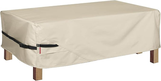 Porch Shield Patio Coffee Table Cover - Waterproof Outdoor Furniture Rectangular Small Table Covers 48 x 26 inch, Beige