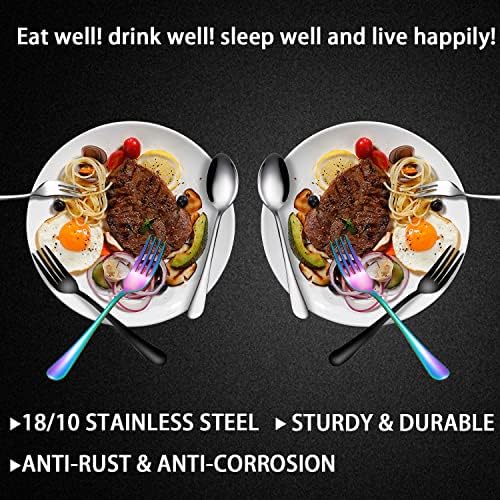 Rainbow Forks Silverware Set Of 6 Pieces, Stainless Steel Forks, Mirror - Image 7
