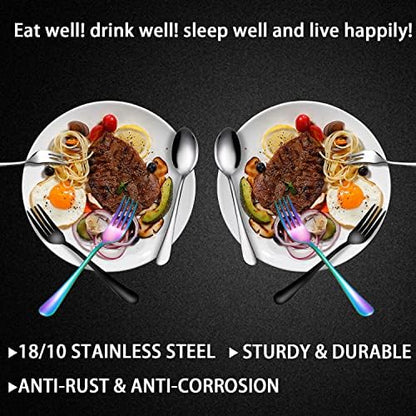 Rainbow Forks Silverware Set Of 6 Pieces, Stainless Steel Forks, Mirror - Image 7
