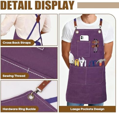 Aprons For Women Men With Large Pockets, Waterproof Cotton Chef Aprons For - Image 2