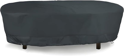 Eevelle Meridian Patio Oval Table Cover with Marine Grade Fabric - Waterproof Outdoor Table Cover - Furniture Set Covers for Dining Table - Easy to Install - (25.5"H x 66"L x 42"W, Charcoal Gray)