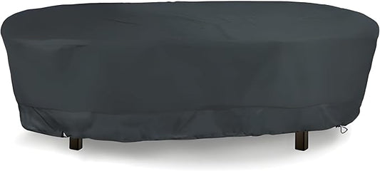 Eevelle Meridian Patio Oval Table Cover with Marine Grade Fabric - Waterproof Outdoor Table Cover - Furniture Set Covers for Dining Table - Easy to Install - (25.5" H x 70" L x 48" W, Charcoal Gray)