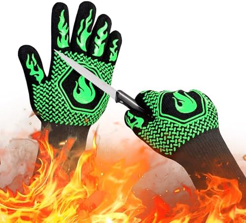 BBQ Gloves 1472F Heat Resistant Non-Slip Silicone 13.5in by DKHDBD