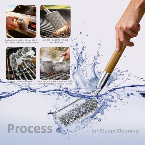 Grill Brush Bristle Free with Scraper, Stainless Steel BBQ Grill Brush - Image 4