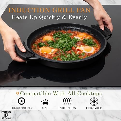 Moss & Stone 12" Grill Pan for Indoor Cooking, Nonstick Pan - Image 3