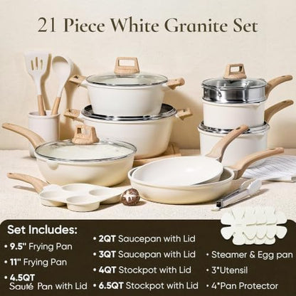 CAROTE 21pcs Pots and Pans Set, Nonstick Cookware Sets, - Image 2
