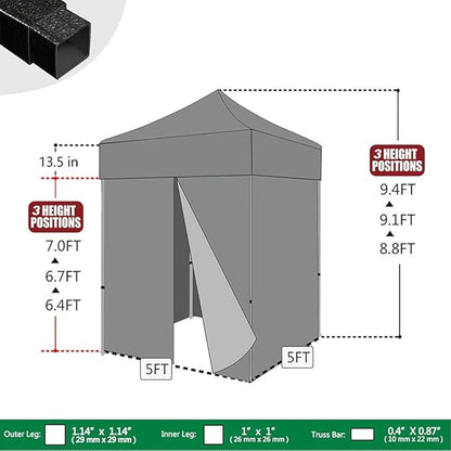 Eurmax USA 5'x5' Pop-up Canopy Portable Photo Booth Tent for Events Wedding Photobooth for Professional Photos Photo Studio Photo Booth System with Roller Bag，Bonus 4 SandBags (Printed Black)