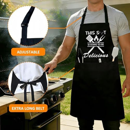 Funny Aprons For Men, Father's Fathers Day Kitchen Gifts For Dad Father Daddy - Image 2