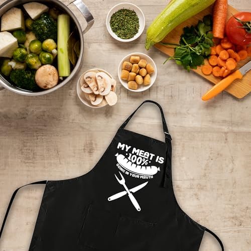 Funny Black Apron with Pockets for Man, Father in Law, Chef Daddy Women - Image 4