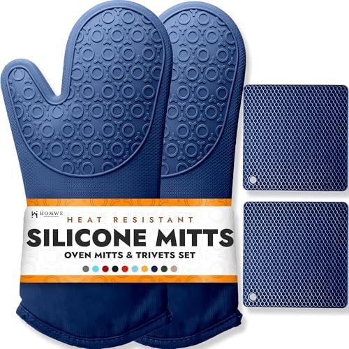 BPA-Free Soft Silicone 4 Piece Oven Mitts & Trivets Set by HOMWE