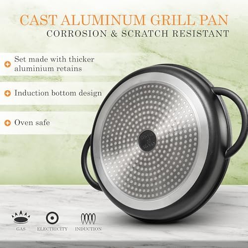 Moss & Stone 12" Grill Pan for Indoor Cooking, Nonstick Pan - Image 6