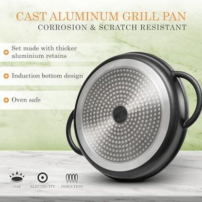 Moss & Stone 12" Grill Pan for Indoor Cooking, Nonstick Pan - Image 6