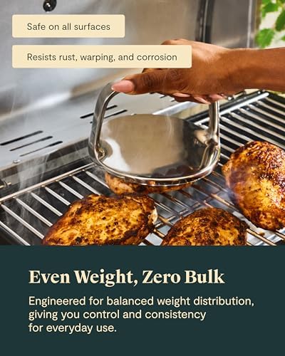 Caraway Grill Press with Handle, 100% Stainless Steel Body - Image 4