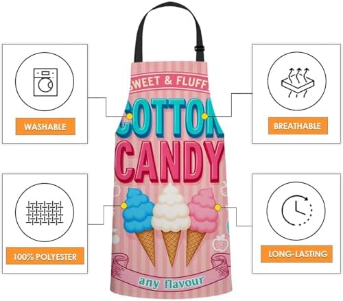 WONDERTIFY Cartoon Candy Apron, Sweet and Colorful Candy Pink Background Bib - Image 4