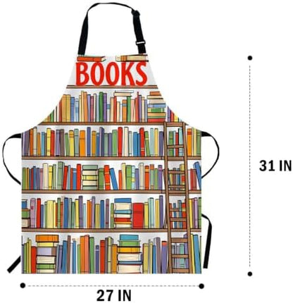 WONDERTIFY Apron with Books Collection and Ladder Library, Bib Apron - Image 2