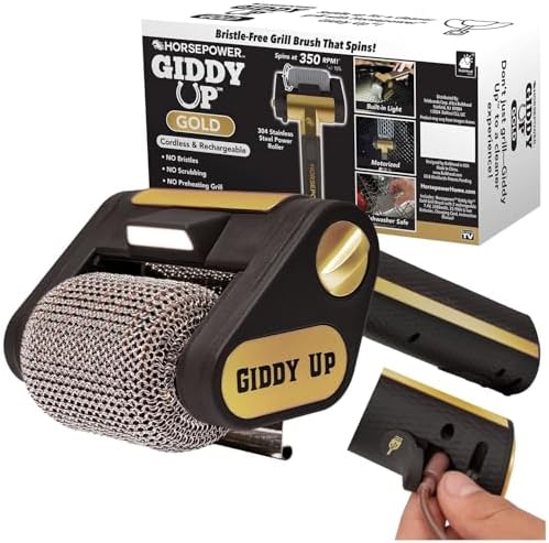 Horsepower Giddy Up Gold Bristle-Free Spinning Grill Brush by Horsepower
