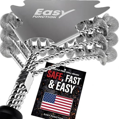 Grill Brush Bristle Free with Scraper by EasyFunction