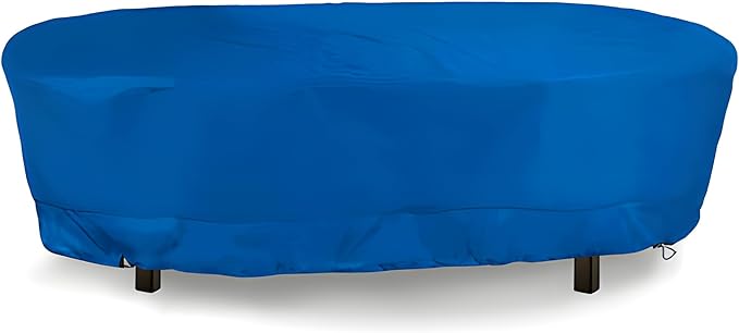 Eevelle Meridian Patio Oval Table Cover with Marine Grade Fabric - Waterproof Outdoor Table Cover - Furniture Set Covers for Dining Table - Easy to Install - (25.5"H x 60"L x 36"W, Royal Blue)