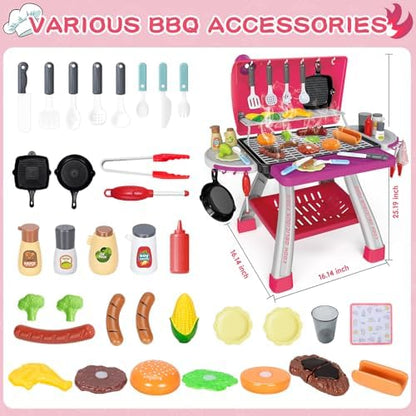 Kids Play Kitchen Toys, Kids BBQ Grill Kitchen Playset - Image 2